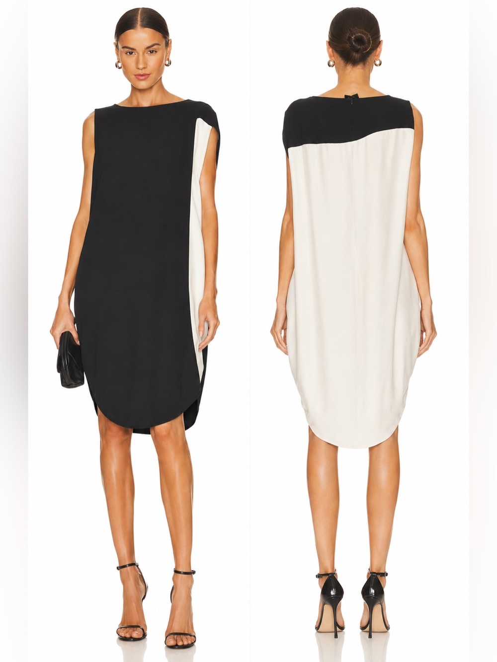 Zero Maria Cornejo Cocoon Shift Dress Black cream White Size 2